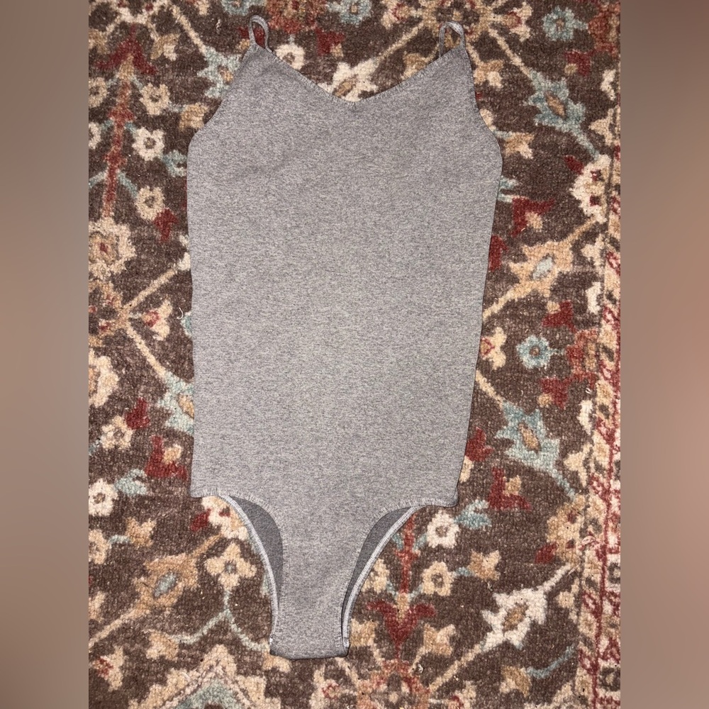 FREE PEOPLE Gray Low Back Bodysuit